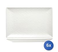 6x Piatti H&H Wavy 30X20 Bianco Da Portata Rettangolare In Stoneware