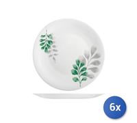6x Piatti In Vetro Opale Botanica Verde Piani 27Cm
