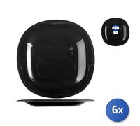 6x Piatti In Vetro Opale Carine Piani Nero 27Cm