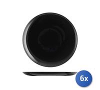 6x Piatti In Vetro Opale Per Pizza Friends Nero Cm32