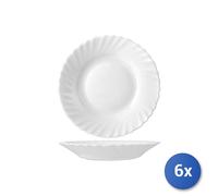 6x Piatti In Vetro Opale Prima Bianco Fondi Cm22,5