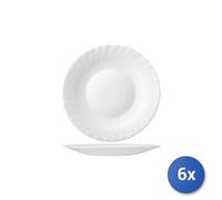 6x Piatti In Vetro Opale Prima Bianco Frutta Cm20