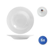 6x Piatti Per Pasta Friends Bianco, 28,5Cm, Vetro Opale