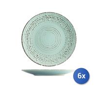 6x Piatti piani H&H Courtyard In Stoneware Colore Azzurro, Ø 27 Cm