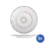 6x Piatti piani H&H Courtyard In Stoneware Colore Bianco, Ø 27 Cm