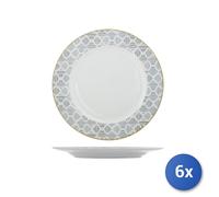 6x Piatti piani H&H Osaka New Bone China Bianco Cm26,5