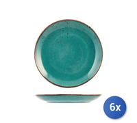 6x Piatti piani H&H Reactive In Stoneware, Ø 27 Cm, Azzurro
