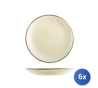 6x Piatti piani H&H Reactive In Stoneware, Ø 27 Cm, Ivory
