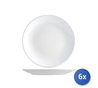 6x Piatti Piani In Ceramica Bianca, Coupe Iris, 26Cm