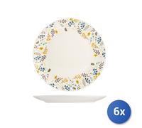 6x Piatti Piani In Porcellana, Colori Vari, Rombo, 24Cm