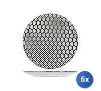 6x Piatti Piani In Porcellana Dakar, Bianco E Nero, 27Cm, H&H