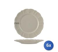 6x Piatti Piani In Stoneware, Ø 26 Cm, Grigio Caldo, Marca H&H