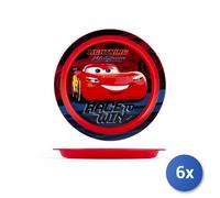 6x Piatti Piani Per Bambini Fantasia Cars Cm 20,5, Marca Lulabi