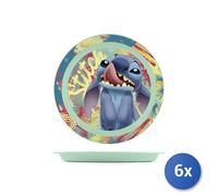 6x Piatti piani Stitch Hawaii in polipropilene decorato cm 20,5 BPA FREE