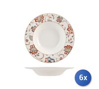 6x Piatto Earthenware Jacobean Da Tavola Fondo Cm23, Multicolore