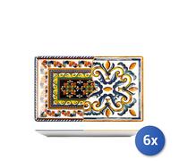 6x Piatto H&H Positano 25X15 Rettangolare In Stoneware