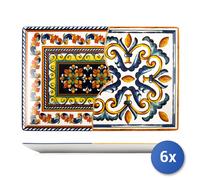 6x Piatto H&H Positano 34X22 Rettangolare In Stoneware