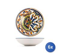 6x Piatto H&H Positano Cm19 Fondo In Stoneware