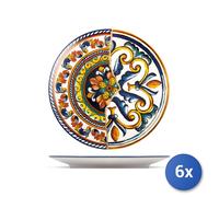 6x Piatto H&H Positano Cm32 Piano In Stoneware