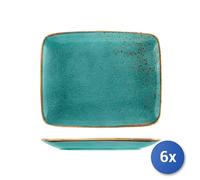 6x Piatto in stoneware/gres Reactive Azzurro Rettangolare 29x23 Cm H&H