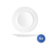 6x Piatto In Vetro Opale Trianon Bianco Piano 24,5Cm