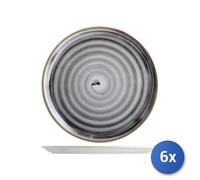 6x Piatto Pizza In Porcellana Circus Nero, 33Cm