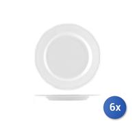 6x Piatto Porcellana Praga Bianco Tavola Piano Cm26