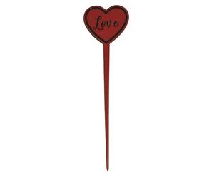 6X PICK in legno cuore SAN VALENTINO scritta LOVE NERO 26x7 cm 1GSM