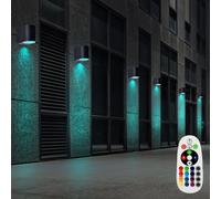 6x RGB LED Parete Giù Faretto Esterno Luce Lampada Telecomando Cambio Colore [EEK: G]