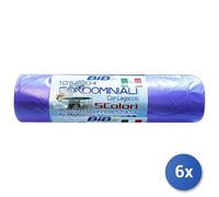 6x Sacchi Immondizia 70X110 Viola Bib 10 Pezzi