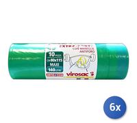6x Sacchi Immondizia 80X115 Verdi Pesanti Virosac