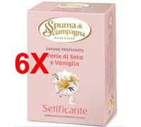 6X Sapone Profumato Spuma di Champagna Perle di Seta e Vaniglia Setificante 90gr