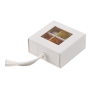 6X Scatola degustazione portaconfetti TELATA bianca 8x8x4 cm BOMBONIERA 1FIW