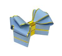 6X Scatola portaconfetti PAPILLON FIOCCO CELESTE 12x8.5 cm BOMBONIERA 1CH5