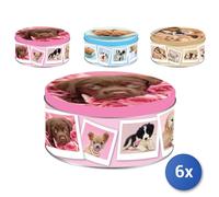 6x Scatole Latta Tondi Decoro Dogs&cats Cm17xh8 Home