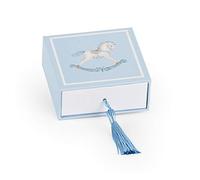 6X Scatolina portaconfetti Cavallino Celeste con Nappa 7x7 CM BOMBONIERA