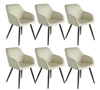 6x Sedia Marilyn Tessuto Forma ergonomica Sedile imbottito Cappucci in plastica