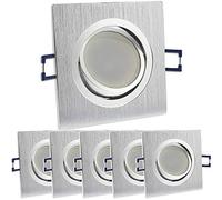 6x set quadrato - argento spazzolato 5 watt bianco neutro di faretti LED da incasso a LED dimmerabili 230V piatto (30mm di profondità) - luce da incasso orientabile Ø 70mm foro di