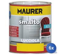 6x SMALTO ACRILICO ALL' ACQUA LUCCIOLA MAURER LT 0,75 NERO OPACO