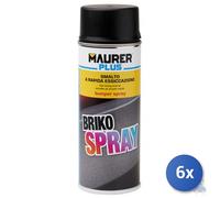 6x SMALTO SPRAY MAURER BUMPER VERNICE PLASTICA ML 400 NERO EFFETTO PLASTICA