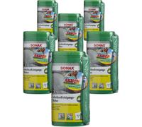6x SONAX 04120410 Panni Pulizia Vetri Box Con Panno IN Microfibra 75 ML