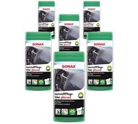 6x SONAX Salviettine Cura Plastica Brillante Box Umido Panni Spazi Interni