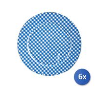 6x Sotto Piatti Tondo Ala Quadretti Azzurri Ceramica 33Cm Made In Italy