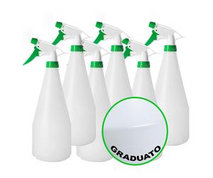 6x Spruzzino spruzzatore con erogatore regolabile e flacone graduato da 1lt