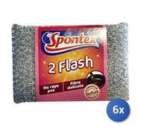 6x Spugna Cucina Antigraffio Flash Inox 2 Pezzi Spontex