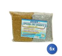 6x Spugna Cucina Antigraffio Oro-Argento 2 Pezzi Bib