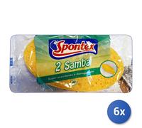 6x Spugna Cucina Ovale Gialla Samba 2 Pezzi Spontex