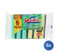 6x Spugna + Fibra Multi Power 6 Pezzi Spontex Made In Italy