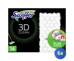 6x Swiffer Panni Pavimenti Polvere 14 Pezzi 3D Clean Made In Italy