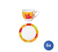 6x Tazze Da Caffè In Melamina Arancio Con Decoro Ml110, H&H